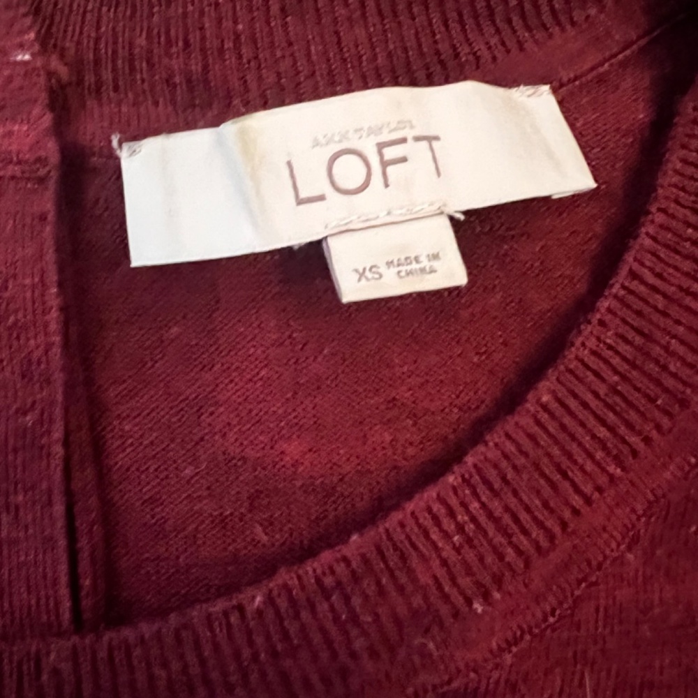 Ann Taylor Loft Maroon Button Back Sweaterxs - image 5